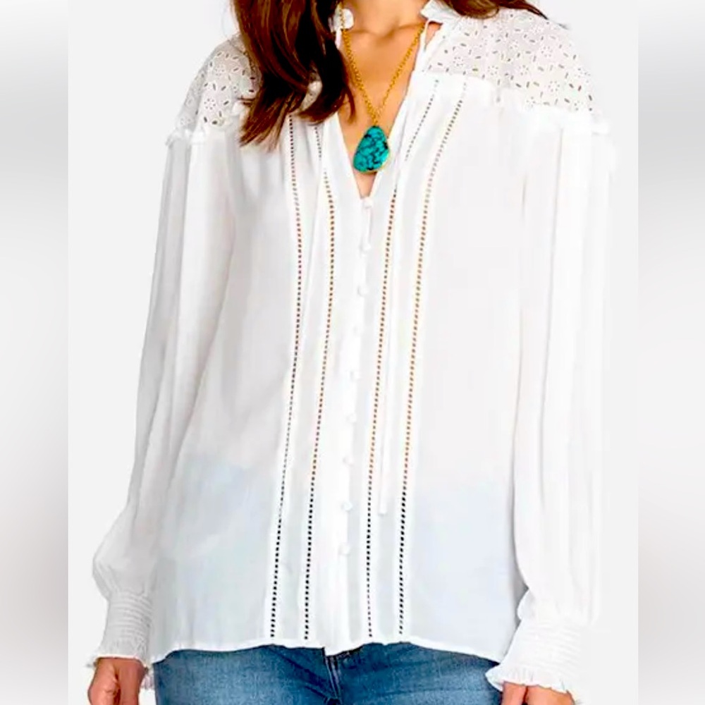 Johnny Was Lace Detail Women's Top, size Medium - Picture 2 of 8